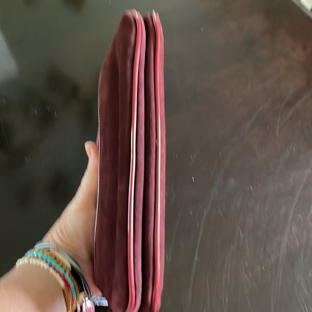 Ann Taylor Burgundy suede and patent small structured handbag: - Picture 5 of 7